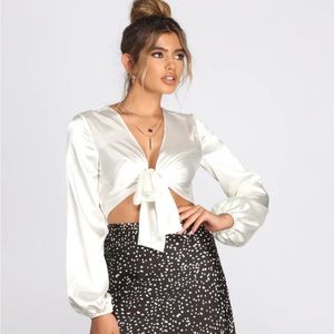 Windsor Satin Tie Front Top